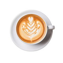 Isolated Flat White Coffee with Artistic Latte Art Design.