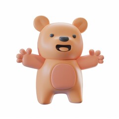 Funny bear character in 3D style on a white background.
