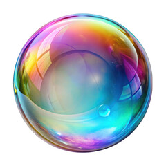 Transparent colorful soap bubble isolated on transparent background