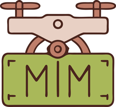 drone with letters ntm, icon colored outline