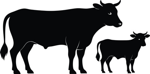 silhouette of cows