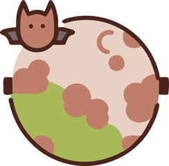 illustrate a detailed vector image of a vampire bat flying with a full moon in the background the