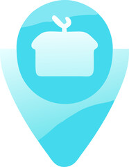 Fototapeta premium map pin with laundry machine inside, icon colored shapes gradient