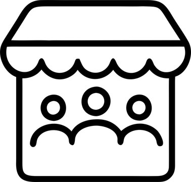 recommend clip art: storefront with people, icon outline