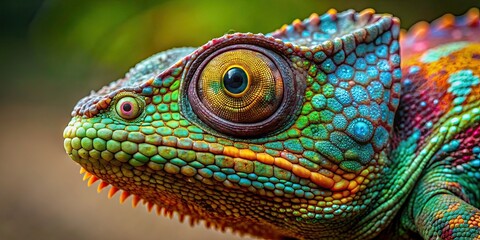 Obraz premium Marvel at the intricate details of a chameleon's skin in stunning 8K realism, chameleon, skin, detailed, intricate, scales