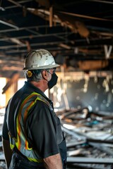 Fototapeta premium Professional Photography of the company's CEO visiting affected areas or facilities to assess the impact of, Generative AI