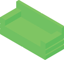 Green sofa is standing in the room, representing the newest trends in interior design