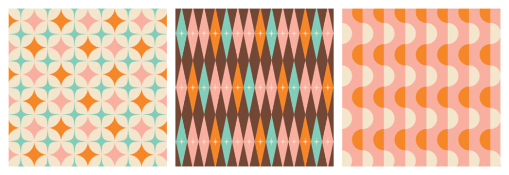 Fototapeta 50s Mid Century Modern Seamless Pattern Bundle