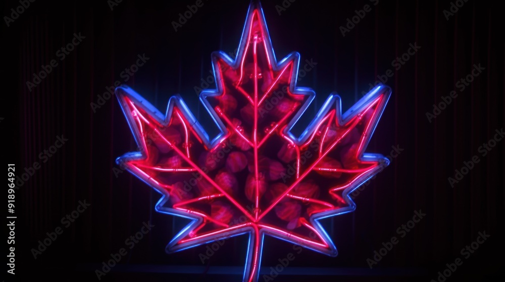 Canvas Prints Neon Maple Leaf