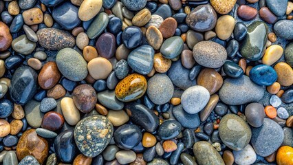 Background of wet gray, blue, and beige sea or river pebbles , stones, pebbles, rocks, gray, blue, beige, wet, smooth