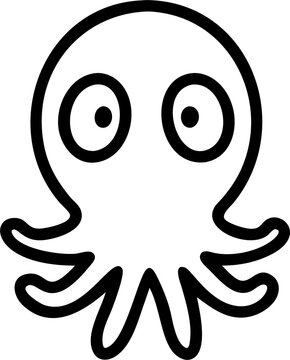recommend clip art: an adorable, colorless, kawaii-style illustration of a friendly octopus the octopus has its