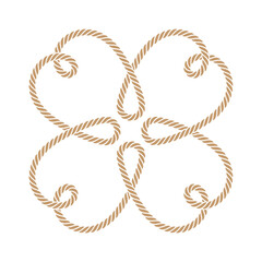 Vector symbol. Intertwined rope line cloverleaf. Isolated on white background