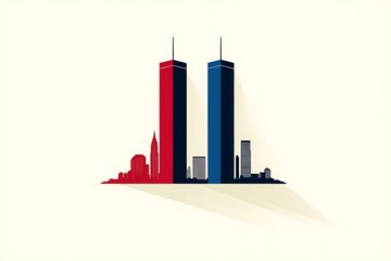 Obraz premium Twin Towers Silhouette with Long Shadow