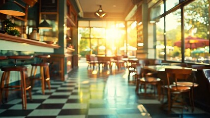 Vintage photo of American cafe 50s, retro interior design	
