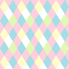 Seamless argyle pattern.Repeat pattern with square shape.Vector graphic background in pastel colors.
