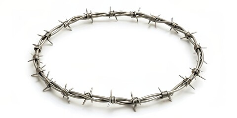 A rendering of a circle made of barbed wire metal , circle, barbed wire, metal, rendering, security, protection