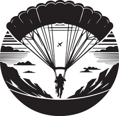 flying air balloon with mountain landscape