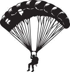 parachute black silhouette with a white background vector illustration