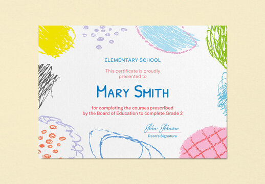 Elementary School Certificate Template CMYK