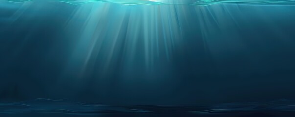 Obraz premium Sunbeams pierce through the dark depths of the ocean, creating a mystical and ethereal scene.