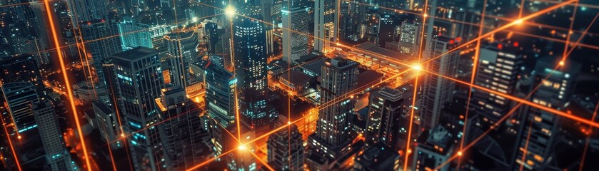 Cityscape with Network Connections
