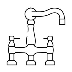 silver faucet water line icon vector. silver faucet water sign. isolated contour symbol black illustration