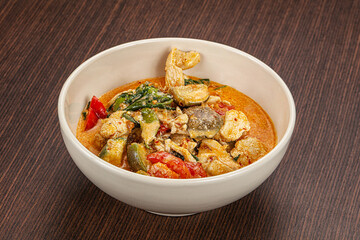 Thai red spicy curry with chicken