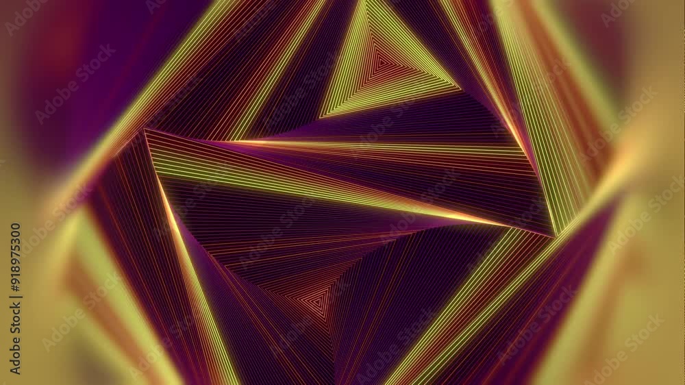 Poster 3d rendering loop animation of triangle pattern with waves running along it 4K