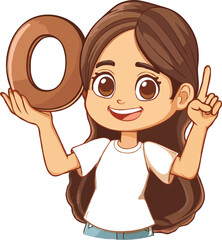 Obraz premium A cartoon holding a alphabet white background