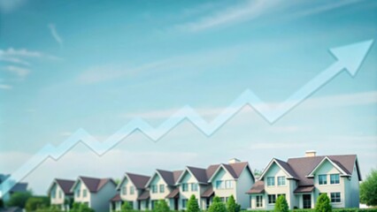 Real Estate Success Story: Concept of a flourishing residential neighborhood with visual indicators of growing property values.
