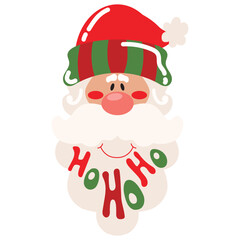 Cute Santa Claus face vector cartoon illustration