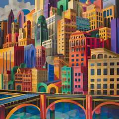 Obraz premium Colorful art of cityscape