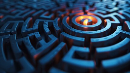 Abstract Metal Maze with Glowing Center