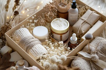 Personalized eco friendly basket for family and friends for thankgiving, christmas, mother's day. gift box with plastic free zero waste cosmetics products