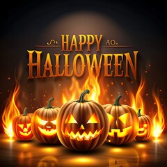 Happy helloween text on doodle element hallowen pattern seamless background