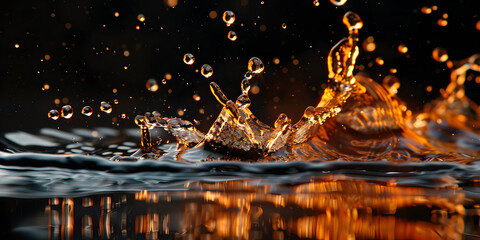 A close up of a water drop with a blurry background
