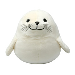 Cute Seal Plush Toy with a Soft White Appearance Isolated Without Background.
