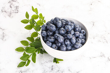 Ripe sweet blueberry in the bowl