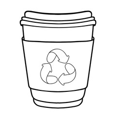 Black Recycled coffee cup outline.	
