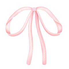 Pink Coquette ribbon Bow Watercolor.	
