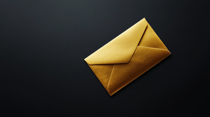 Gold Envelope on Black Background: A sophisticated design showcasing a gold envelope against a black flat background. This striking contrast highlights the envelope's luxurious appeal and is ideal 