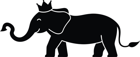 King of Black Elephant Silhouette