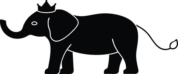 King of Black Elephant Silhouette