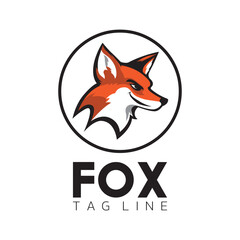 Fox logo design. Orange abstract and luxury icon. Classic round dog monogram for company. Icon, sign, branding, symbolic vector illustration isolated on white background.