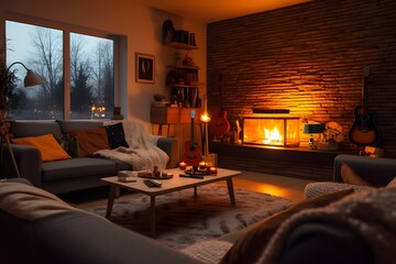 Cozy Living Room with Fireplace