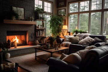 Cozy Living Room with Fireplace