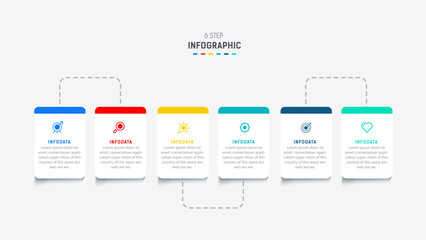 Business  infographics design for Six Step, option, parts or process. Infographic 6 element design template for presentation.  process diagram, step banner, flow chart, 6 option template.