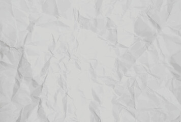 Crumpled sheet of white and gray Notebook Paper. Horizontal background with folds for scrapbooking. Blank banner with uneven Texture