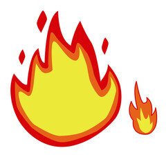 red and orange fire flame. flat style