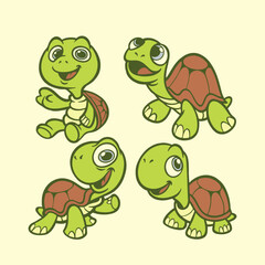 CUTE TURTLE MASCOT BUNDLING VECTOR